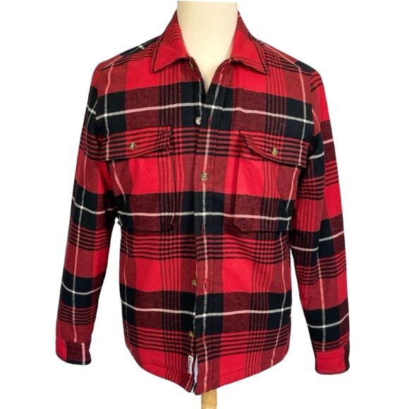 Timberland Red Plaid Quilted Flannel Jacket Men’s S Workwear Shacket NWOT - Picture 4 of 13